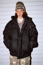 Stand Collar High Neck Hooded Puffer Jacket image 1
