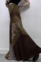 Printed Knit Patchwork Maxi Skirt image 3