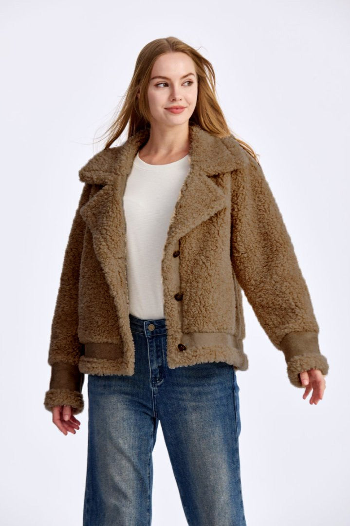 Shearling Lapel Collar Jacket image 4