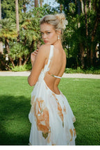 Floral Backless Halter Maxi Dress image 2
