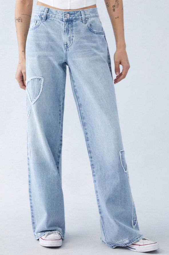 Embroidered Butterfly Raw Hem Jean image 2