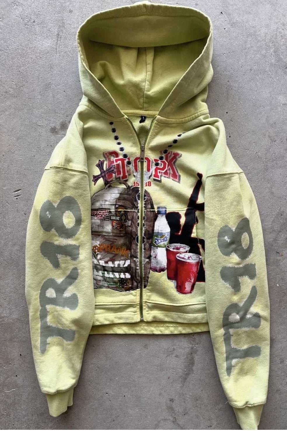 Graffiti Print Oversized Zipper Casual Hoodie image 1