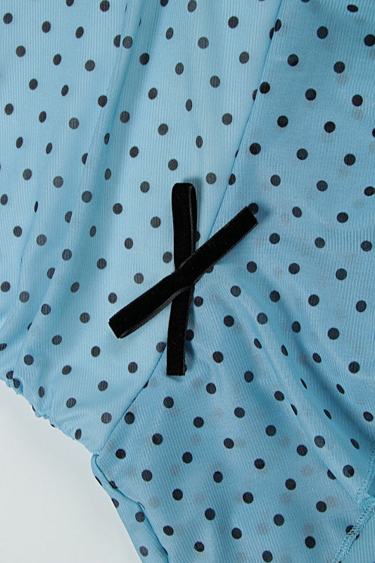 Sexy Bandeau Waist Polka Dot Mesh Bow Mini Dress image 5