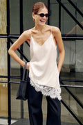 V Neck Lace Trim Patchwork Cami Top image 2