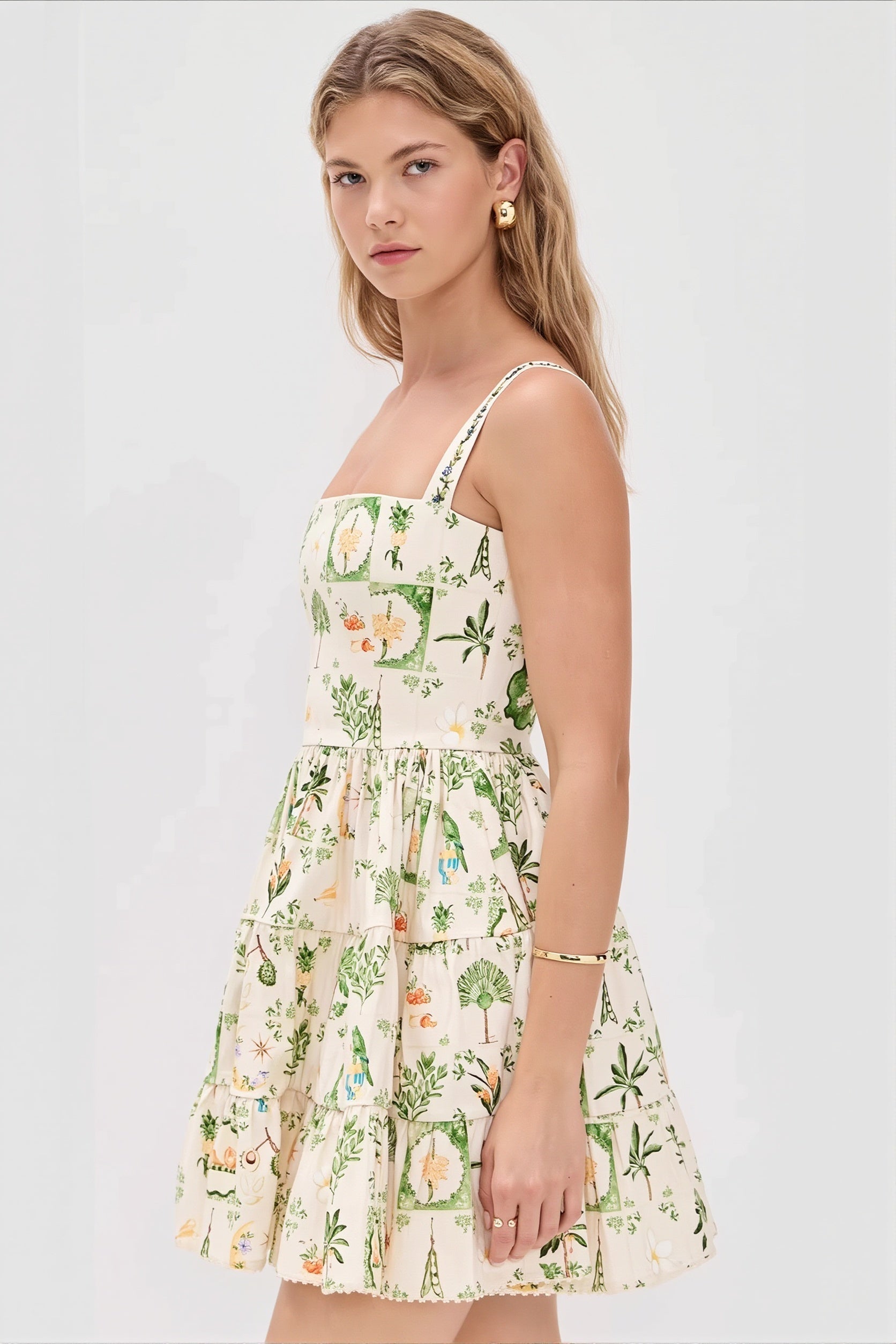 Cami Plant Print Mini Boho Dress image 2