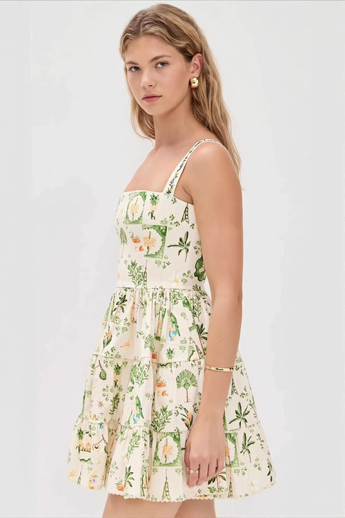Cami Plant Print Mini Boho Dress image 2