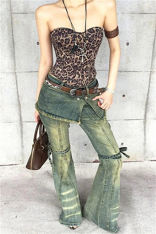 Blue Baggy High Waist Cargo Jeans image 4
