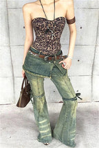 Blue Baggy High Waist Cargo Jeans image 4