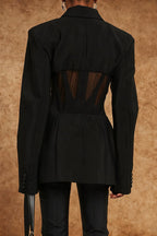 Stylish V-neck Sexy Sheer Mesh Blazer image 4