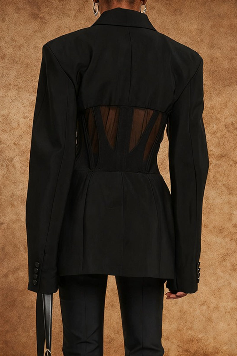 Stylish V-neck Sexy Sheer Mesh Blazer image 4