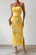 Slim Mesh Print Slit Maxi Dress image 2