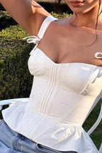 White Bow Slim Fit Cami Top image 2