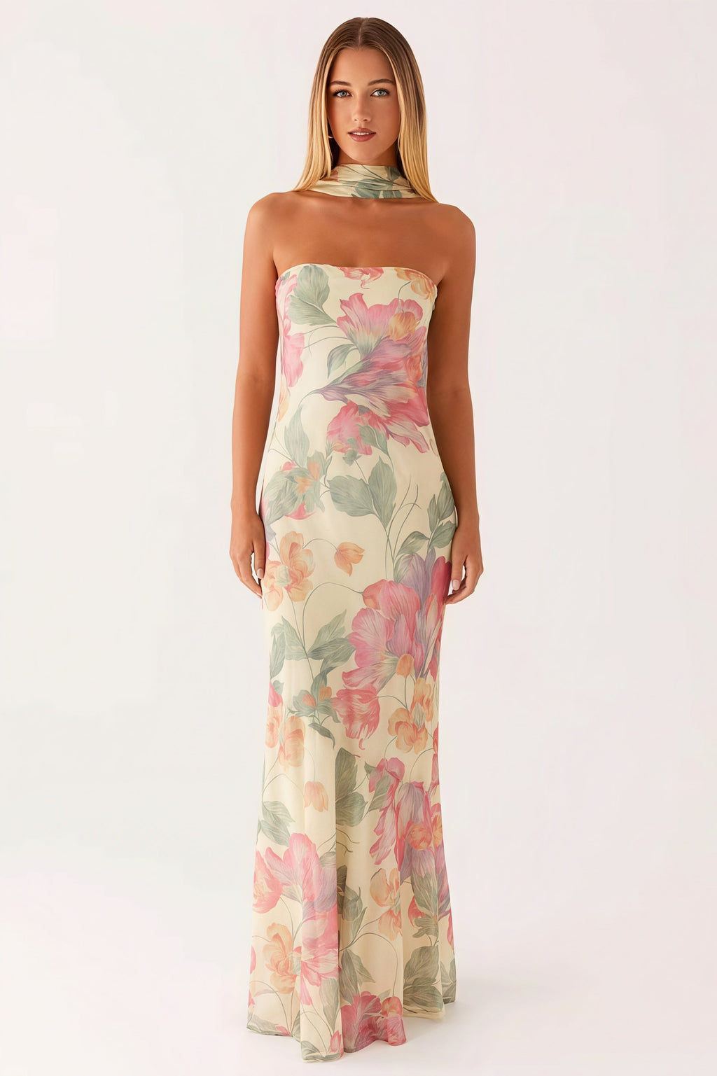 Floral Tie Fishtail Vacation Maxi Dress image 2
