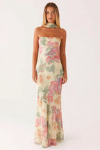 Floral Tie Fishtail Vacation Maxi Dress image 2