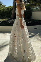 Lace Hollow Out Loose Beach Two Piece Boho Dress image 2