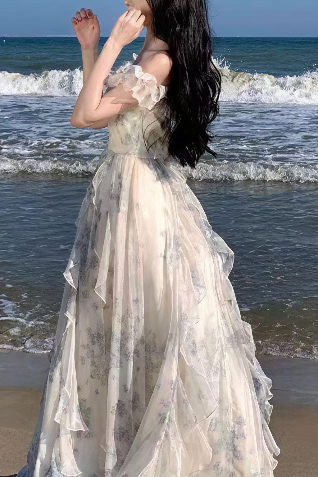 Spaghetti Strap Ruffled Floral Flowy Maxi Dress image 2