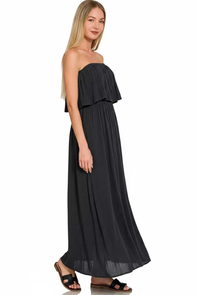 Vivienne Maxi Dress detail view styled for Avrienne