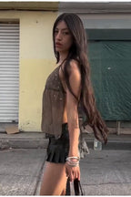 Embroidered Mesh Tank Top with Rhinestones image 4