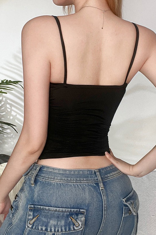 V Neck Lace Trim Slim Cami Top image 8
