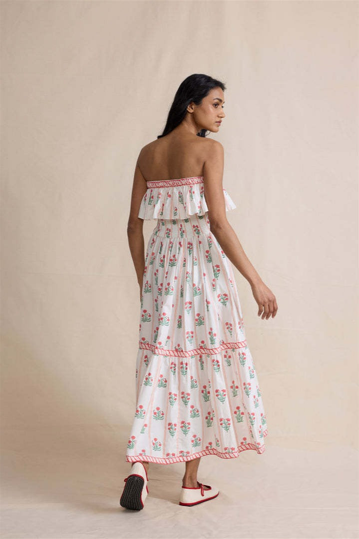 Floral Print Ruffled Trim Boho Dress image 3