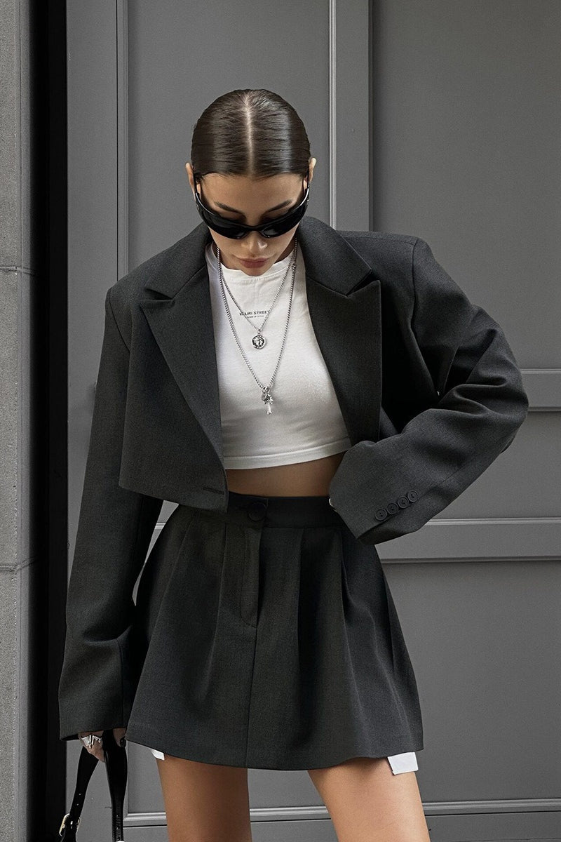 Mini Skirt with Lapel Blazer Two Piece Set image 4