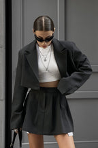 Mini Skirt with Lapel Blazer Two Piece Set image 4