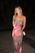 Floral Leopard Print Sleeveless Bodycon Maxi Dress image 1
