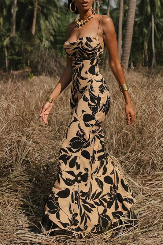 Elegant Printed Spaghetti Strap Maxi Dress image 3