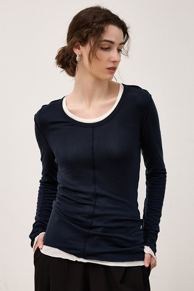Tencel Wool Blend Round Neck Knit Top image 9