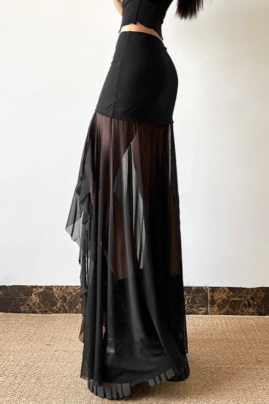 Mesh High-Waisted Sexy Midi Skirt image 4