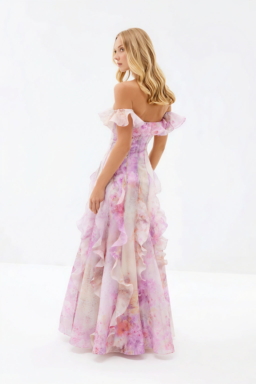 Sheer Ruffle Off Shoulder Beach Maxi Dress image 8
