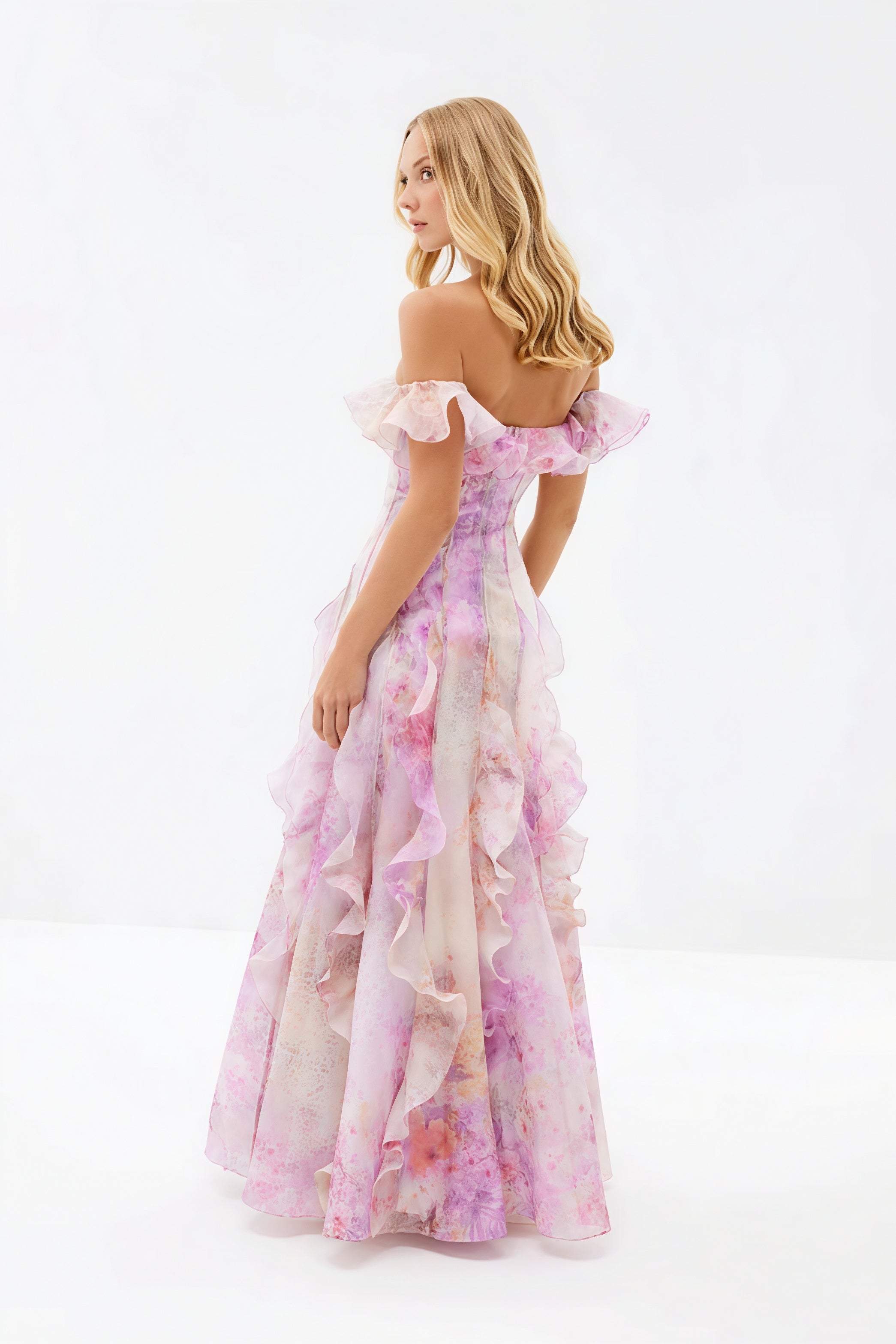Sheer Ruffle Off Shoulder Beach Maxi Dress image 8
