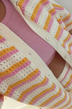 Striped Hollow Out Knit Two Piece Set image 4