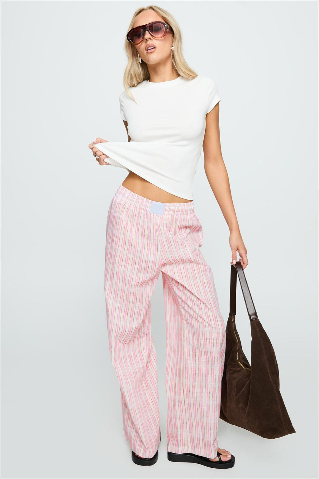 Colorblock Striped Wide-Leg Relaxed Pants image 2