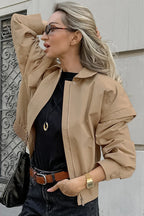 Khaki Biker Loose Fit Coat image 2
