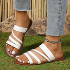 Isla Flat Sandals detail view styled for Avrienne
