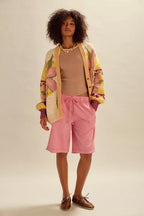Abstract Print Lapel Long Sleeve Knit Sweater image 4