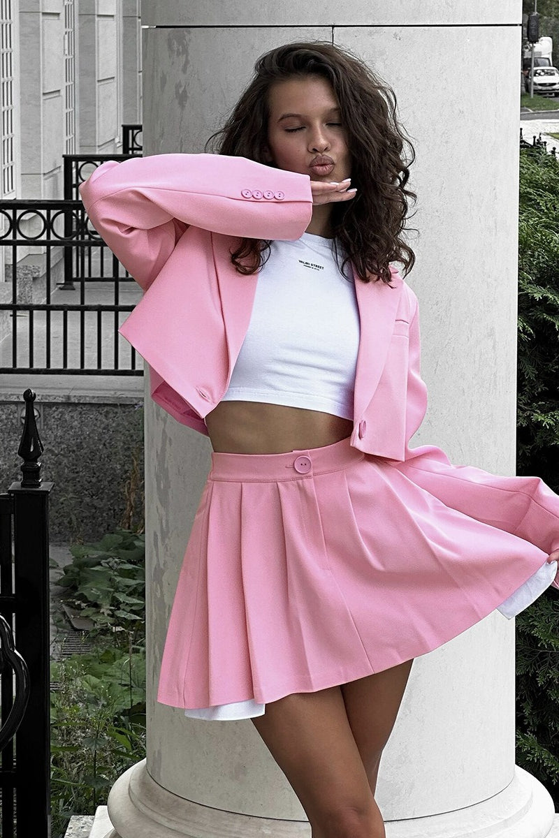 Mini Skirt with Lapel Blazer Two Piece Set image 6