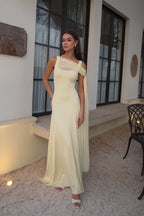 Elegant Solid Sash Shawl Cami Maxi Dress image 4