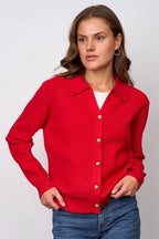 Solid V Neck Button Down Cardigan image 6