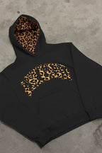 Leopard Lined Embroidered Letter Hoodie image 5