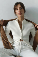 Casual Zip Front Knit Cardigan image 1