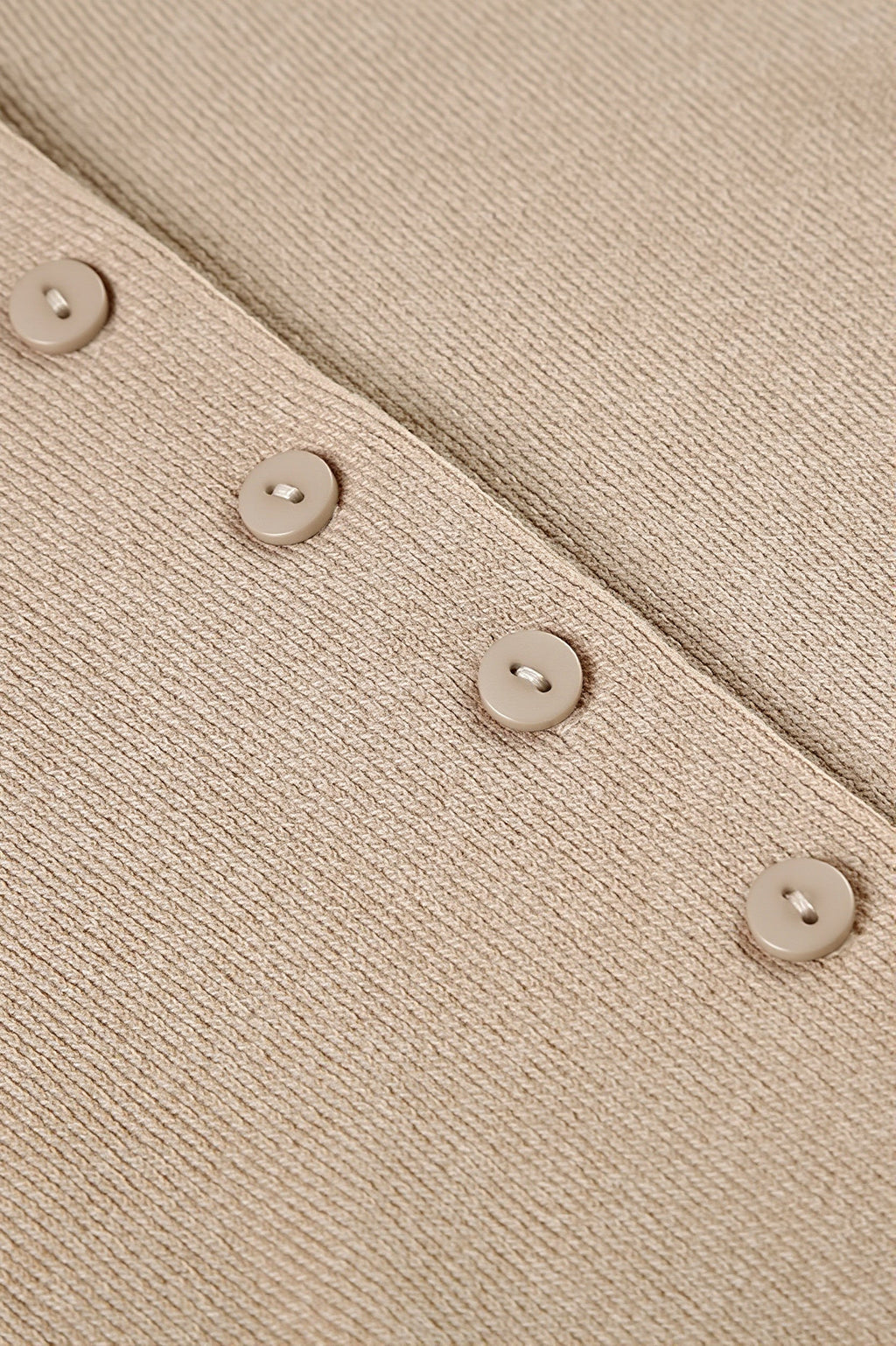 Solid Button Knit V Neck Slim Mini Dress image 10