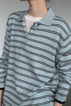 Soft Wool Striped Polo Collar Long Sleeve Long Sleeve Tee image 10