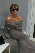 Off Shoulder Knit Sweater Dress image 5