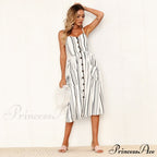 Polka Dot Striped Backless Midi Dress image 12