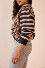 Leopard Print Contrast Cardigan Sweater image 6