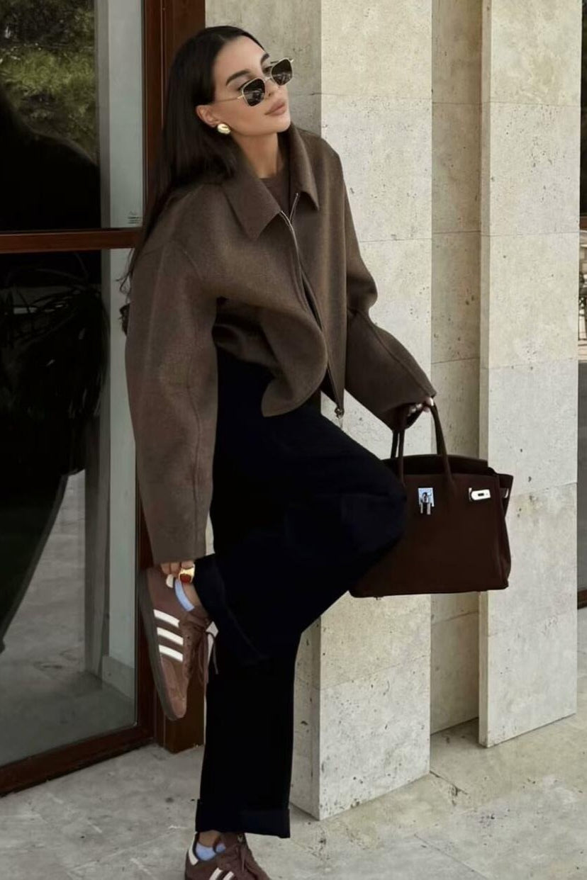 Minimalist Lapel Short Wool Coat image 3