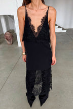 Sexy Lace V Neck Elegant Midi Blouse image 3
