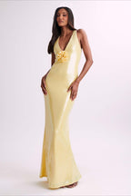 Backless Floral Sequin Maxi Dress image 1